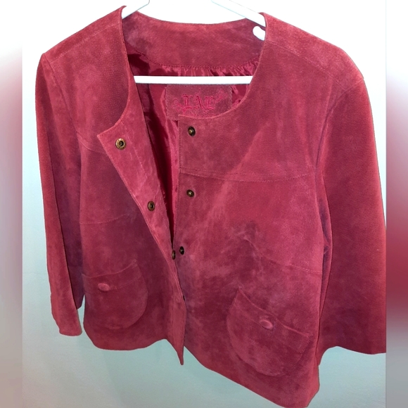 Women's LAL brand ruby red 100% leather jacket size large EUC - Picture 4 of 10